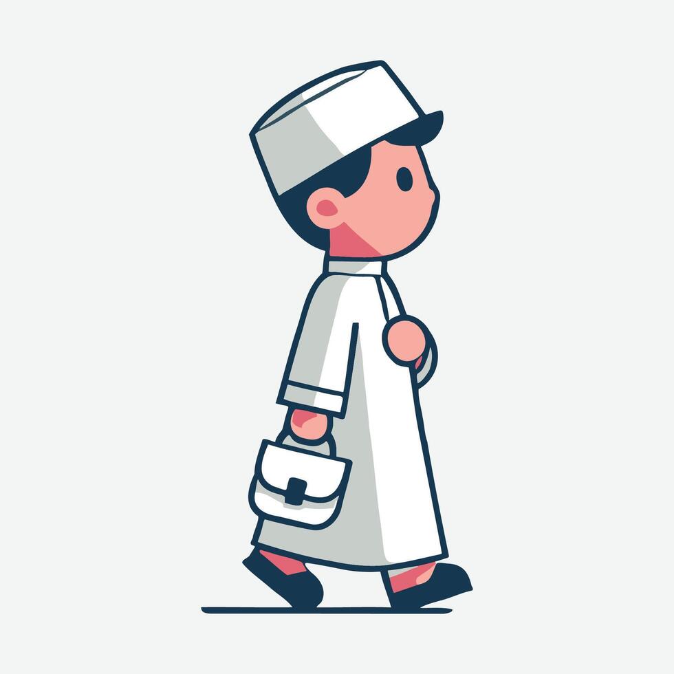 A cartoon character wearing a traditional muslim outfit vector