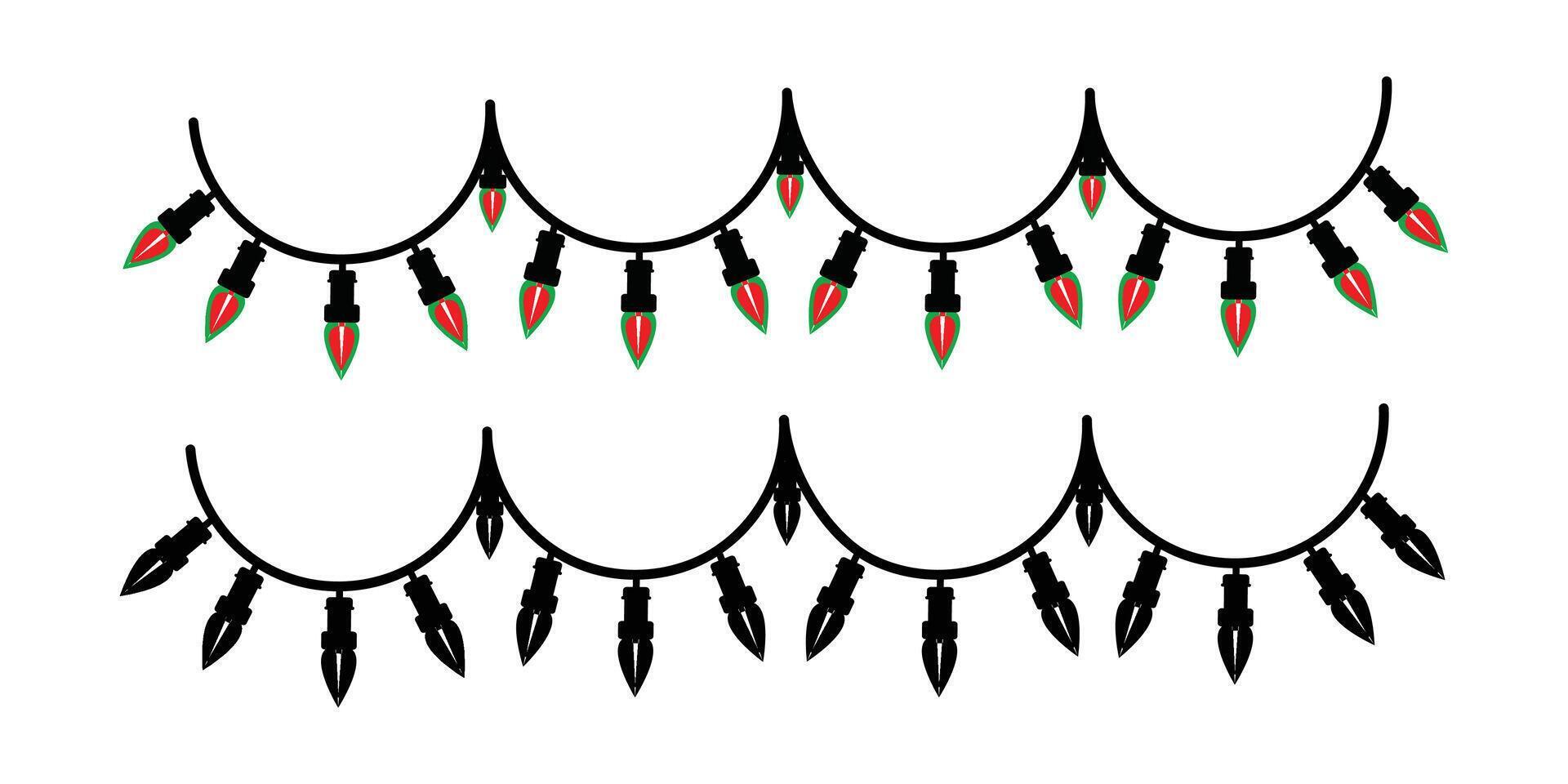 A set of black and red eyelashes with green tips vector