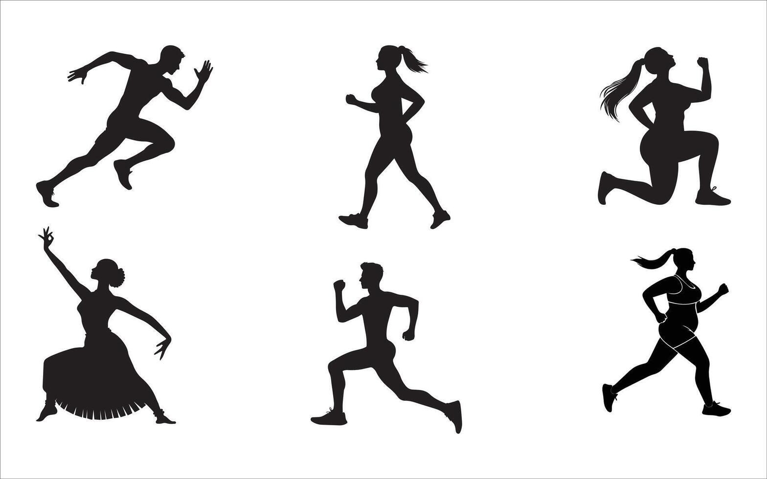 Silhouettes of people running vector