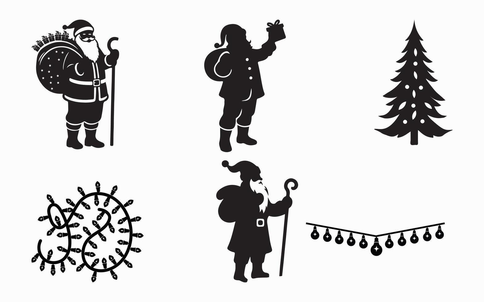 Christmas icons set with santa claus, christmas tree, and other symbols vector