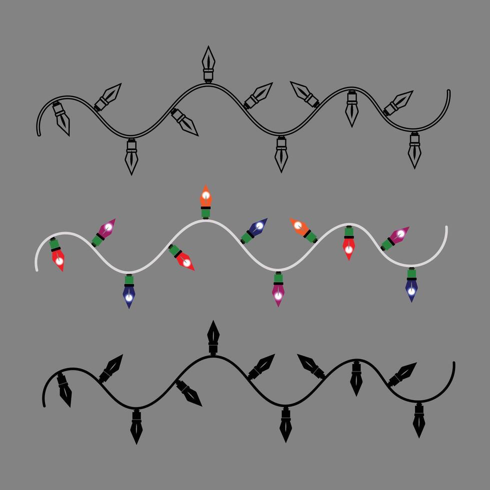 Christmas lights on a gray background vector