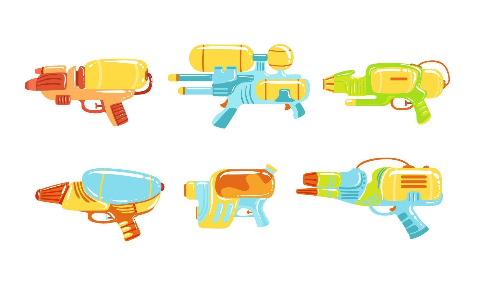 Water Guns Collection, Water Pistols, Toy Weapon Illustration vector