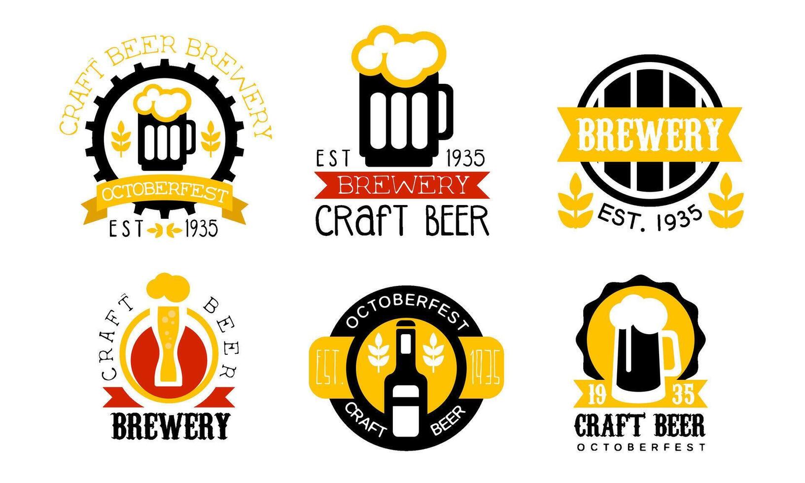 Brewery Craft Beer Retro Labels Set, Best Recipe, Oktoberfest Badges Illustration vector