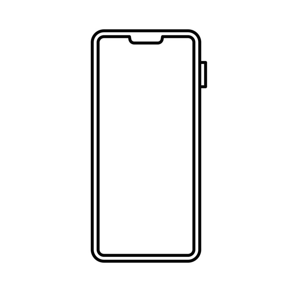 A black and white drawing of a smartphone vector