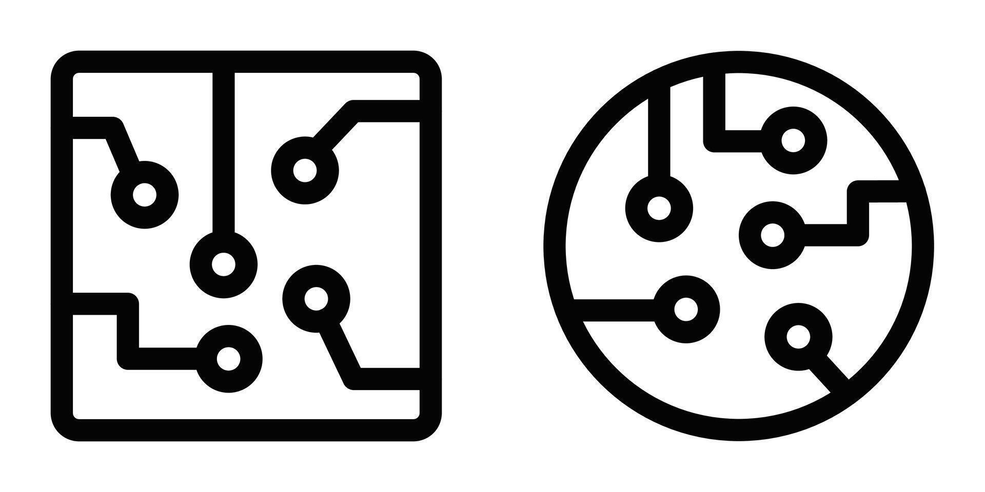 Two icons of a circuit board and a circuit board vector