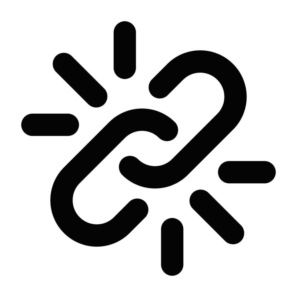 A black and white icon of a link vector