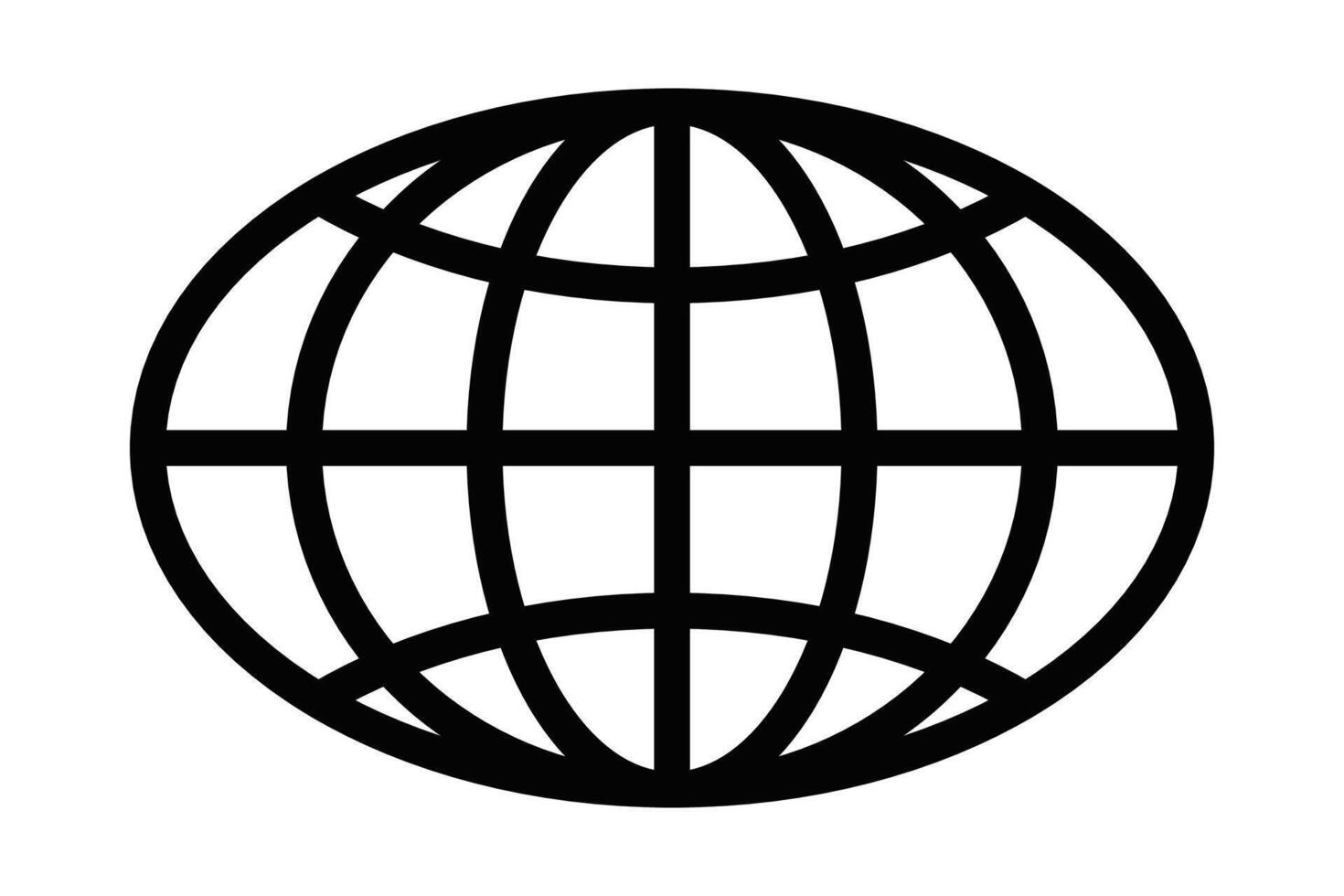 A black and white globe icon on a white background vector