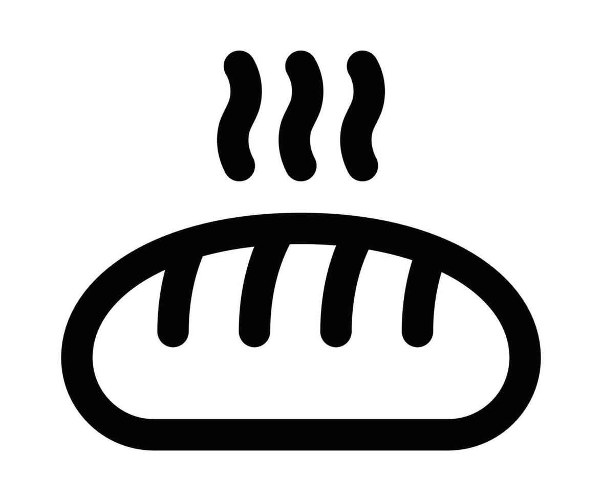 Bread icon, black and white illustration vector