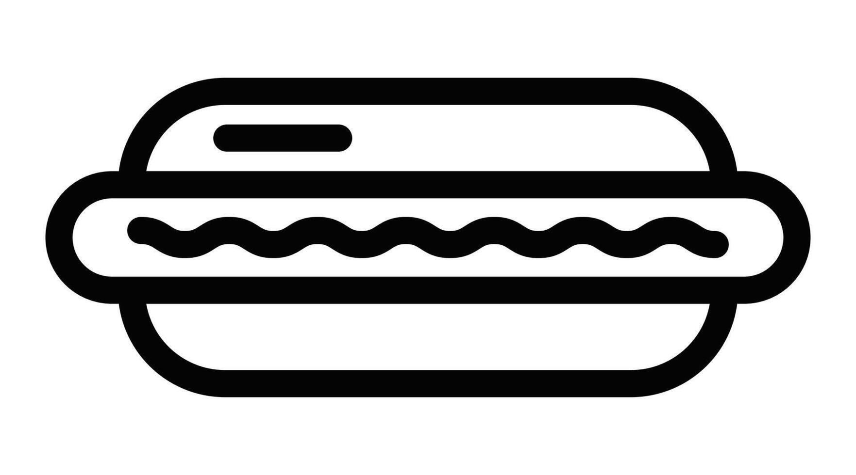 A black and white icon of a hot dog vector