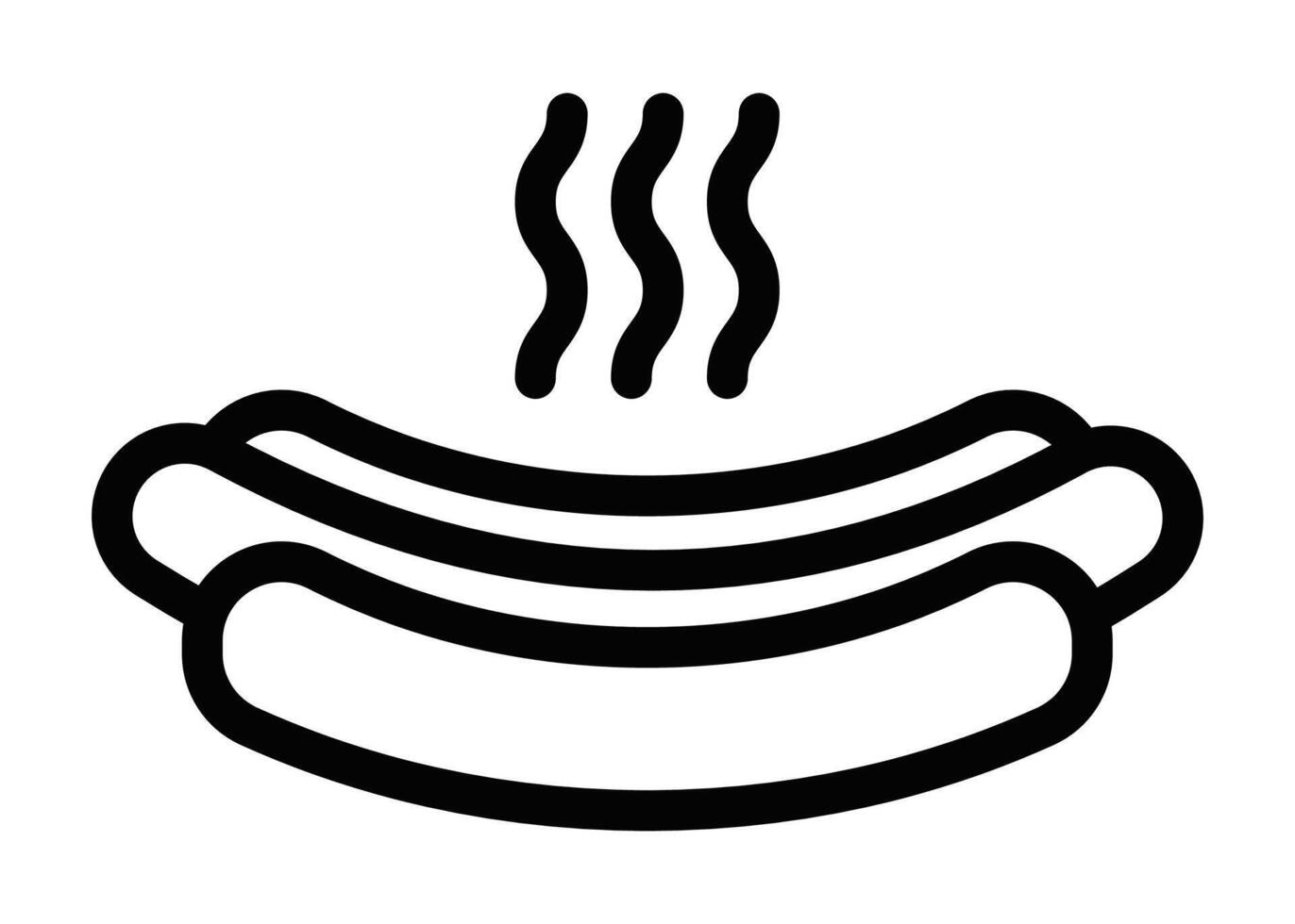 A black and white line drawing of a hot dog vector