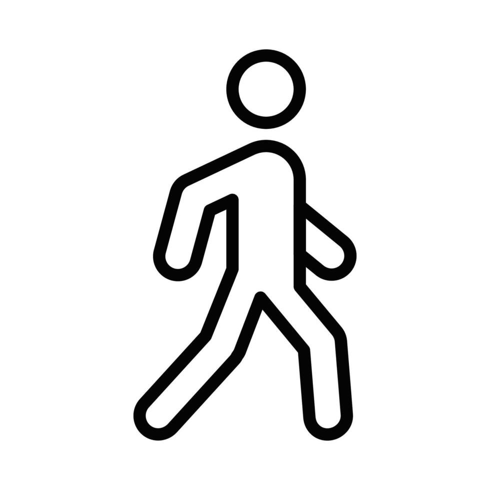 A black and white line drawing of a man walking vector