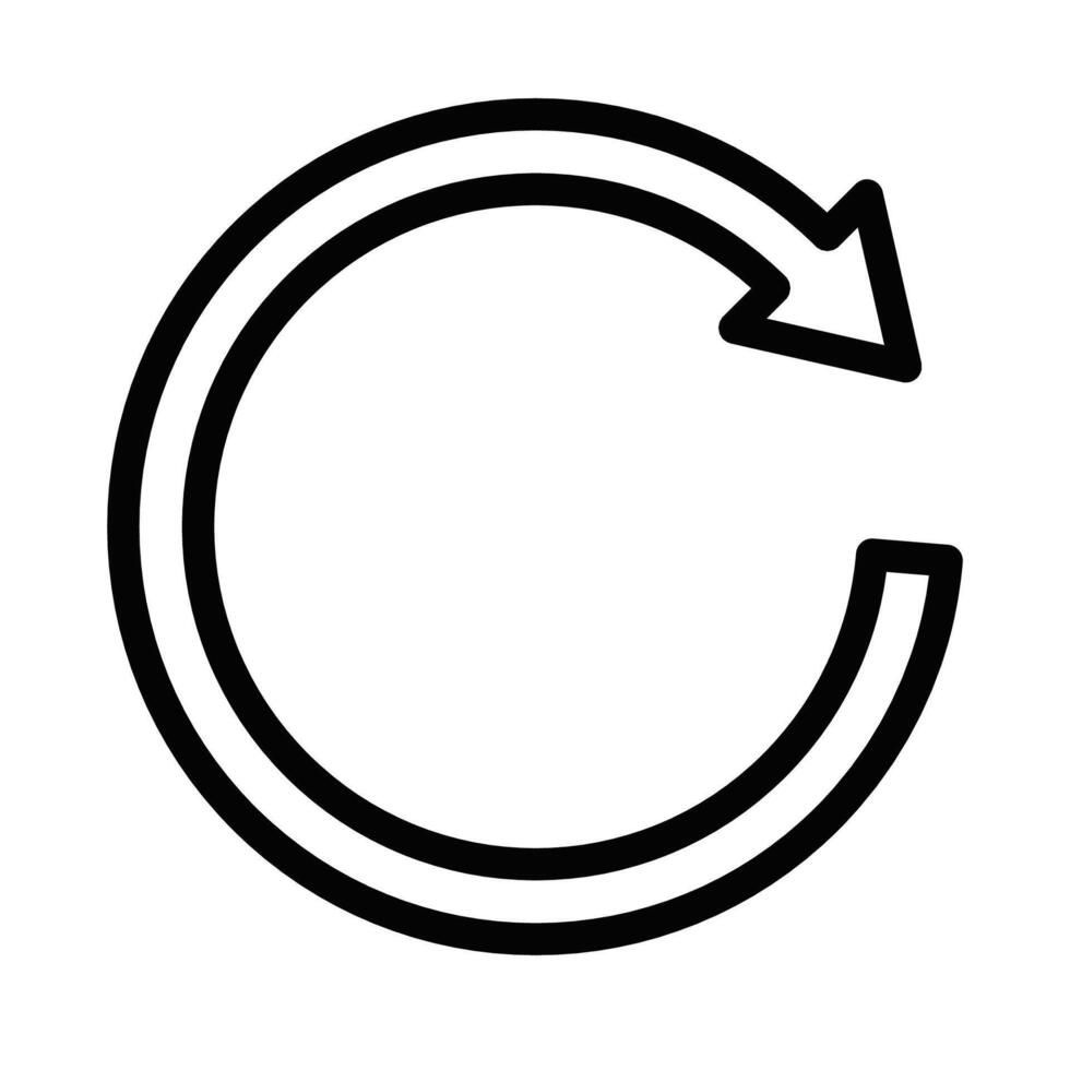 A black and white image of a circular arrow pointing to the right vector
