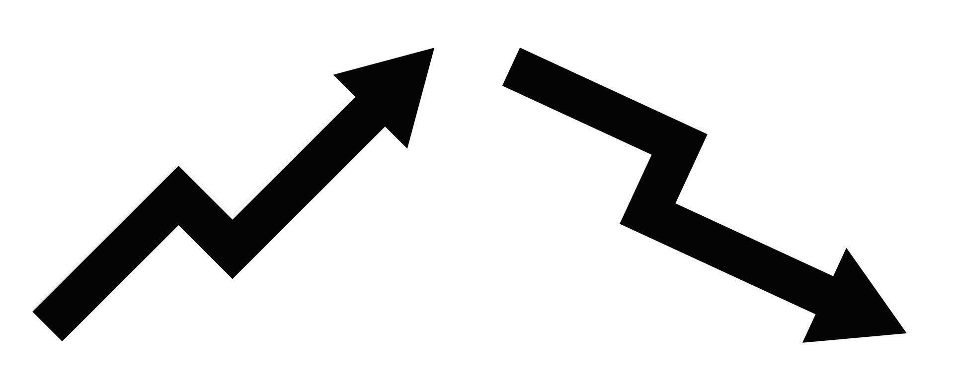 A black and white image of two arrows pointing up vector