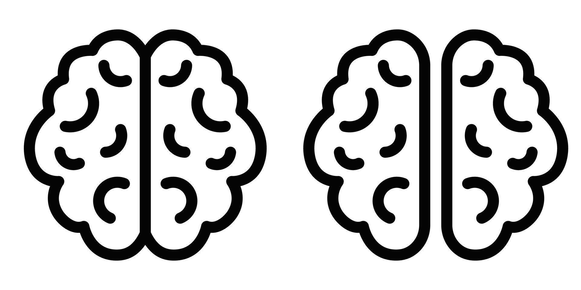 Two brain images, one with a white background and one with a black background vector