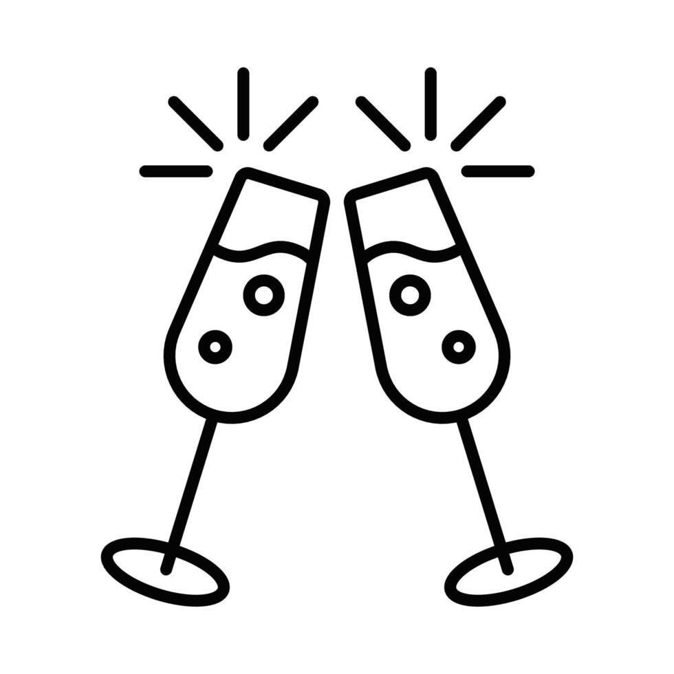 Two glasses of champagne are toasting each other vector