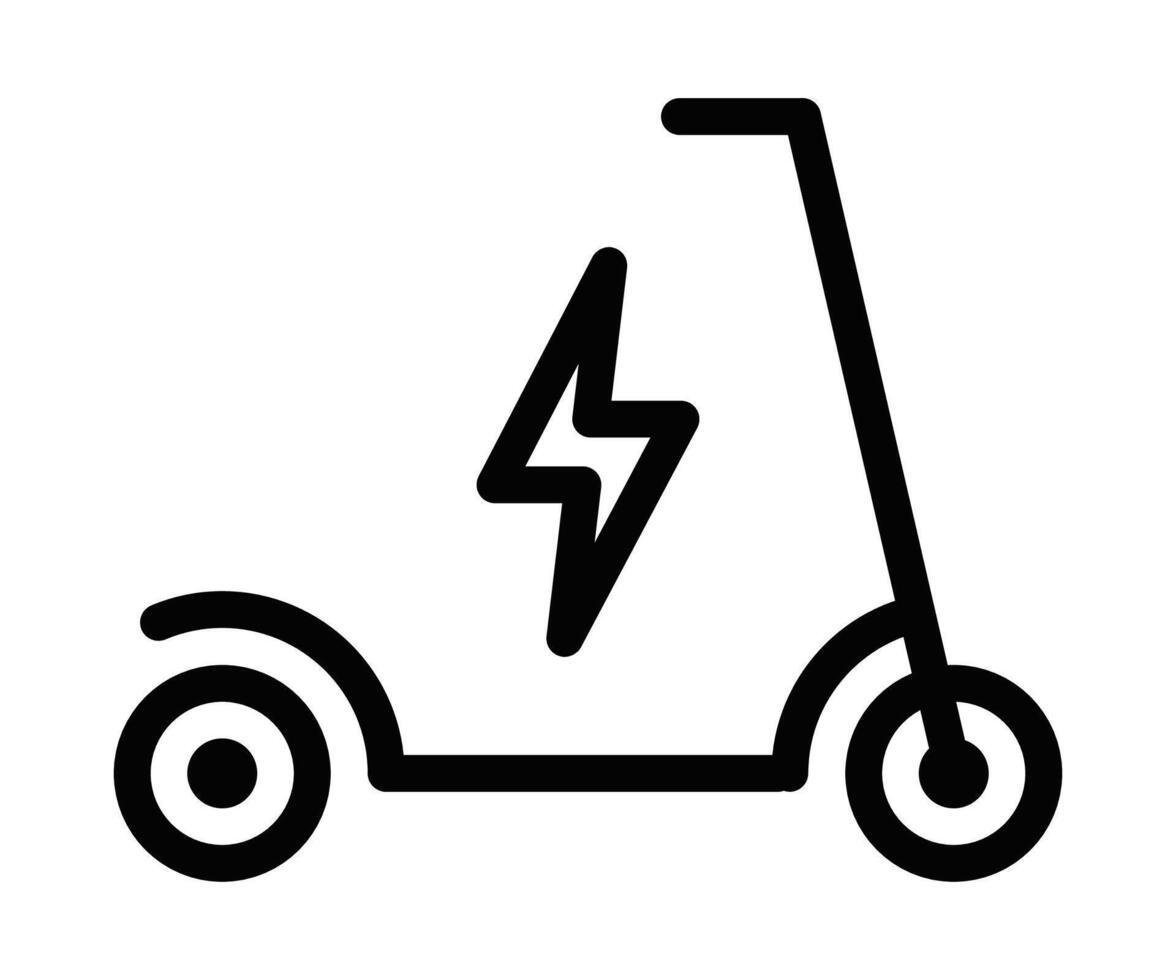 Electric scooter in line style illustration. Editable stroke. vector
