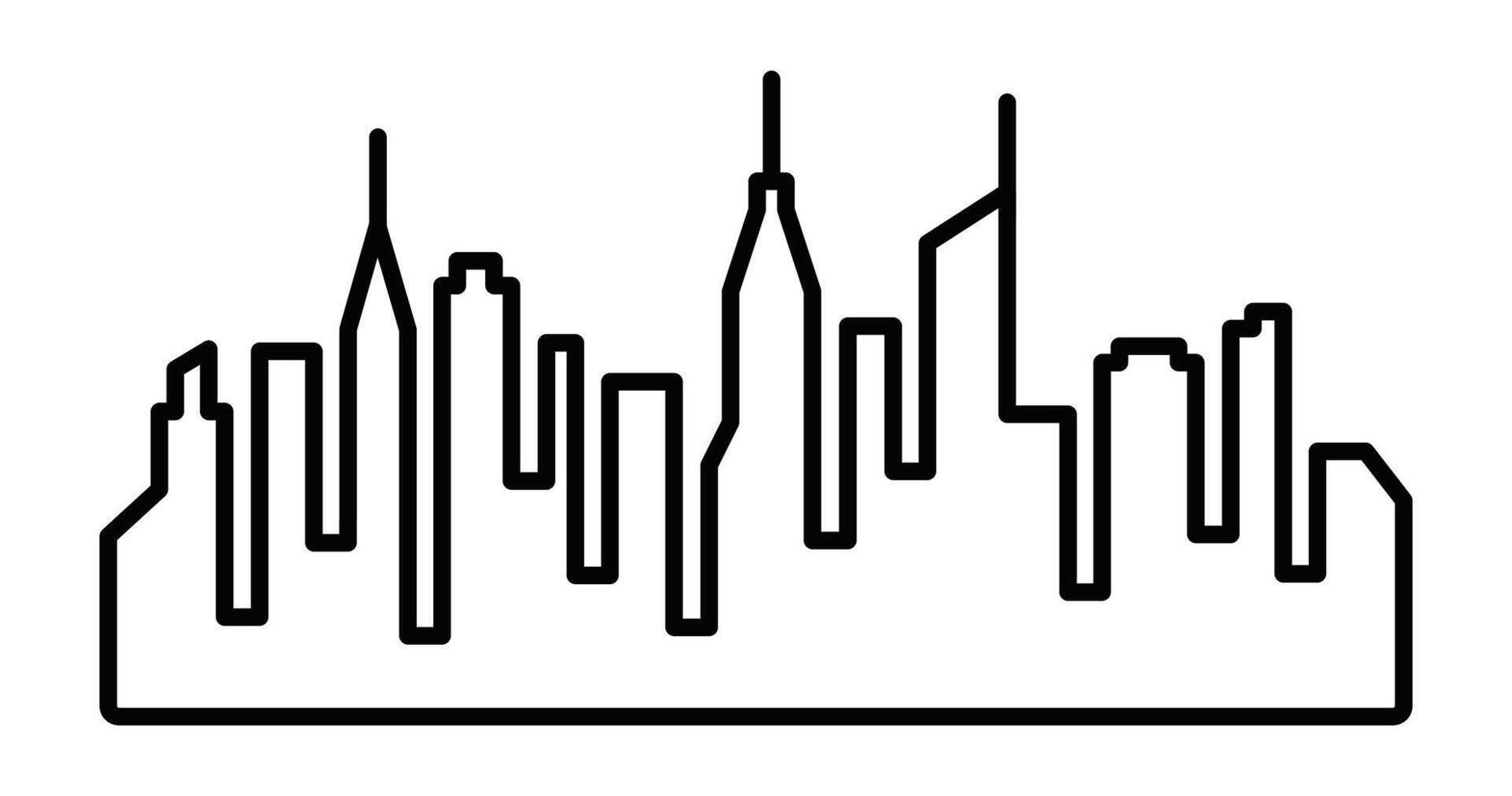 City skyline icon in minimal line style. Editable stroke. vector