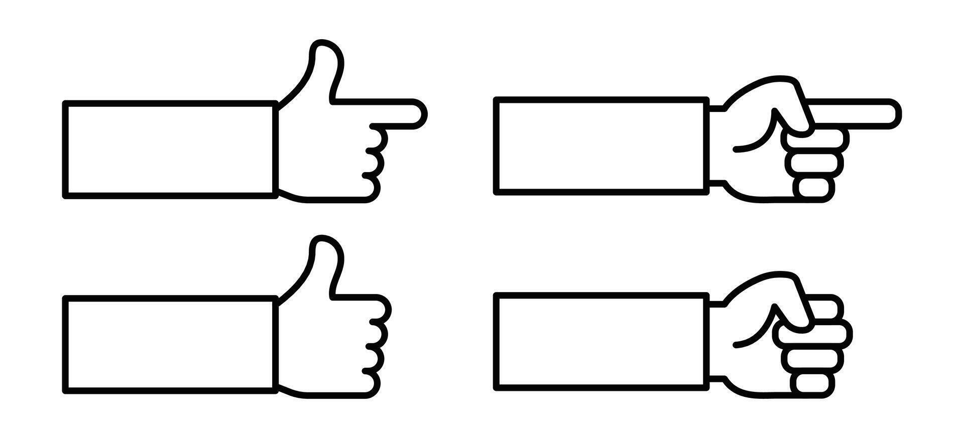 Hand gesture icon set in outline style. Editable stroke. vector