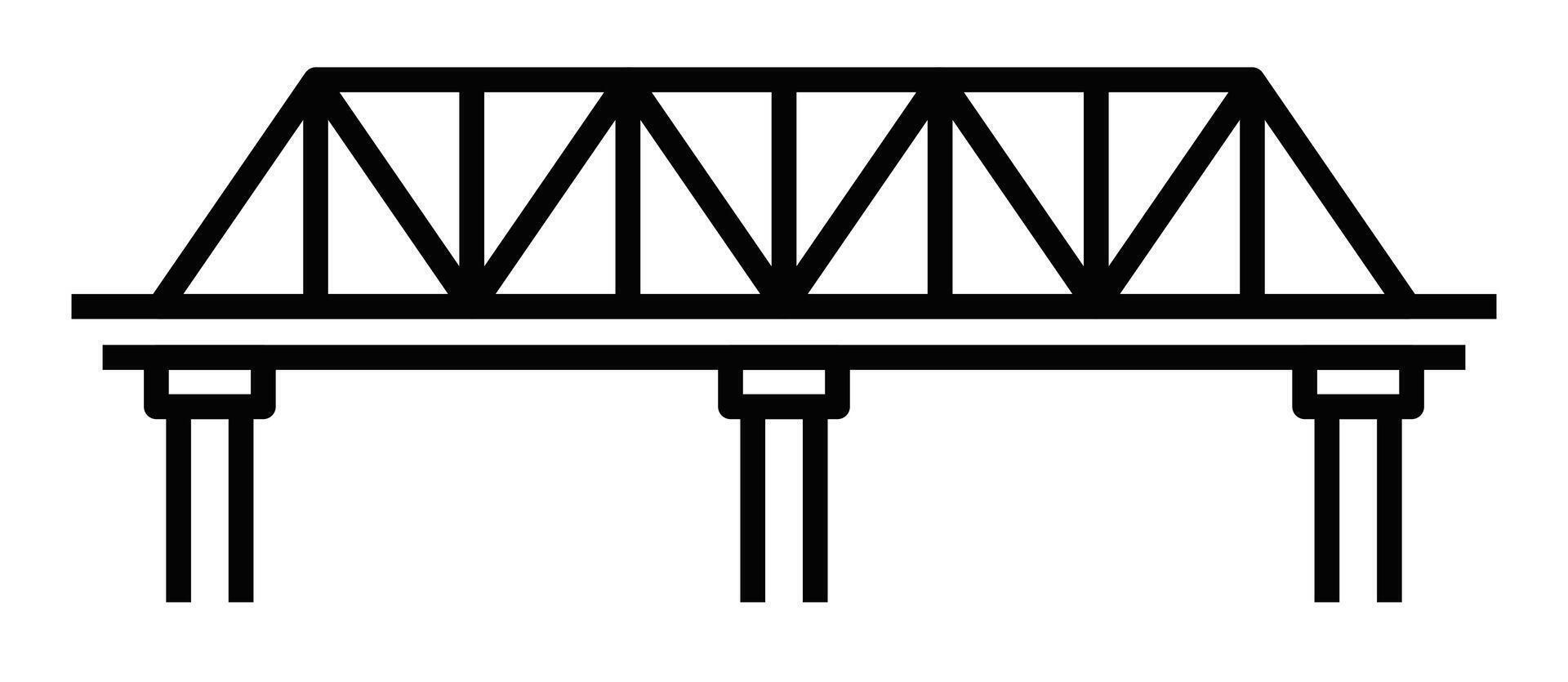 Railway bridge icon in outline design. Editable stroke. vector