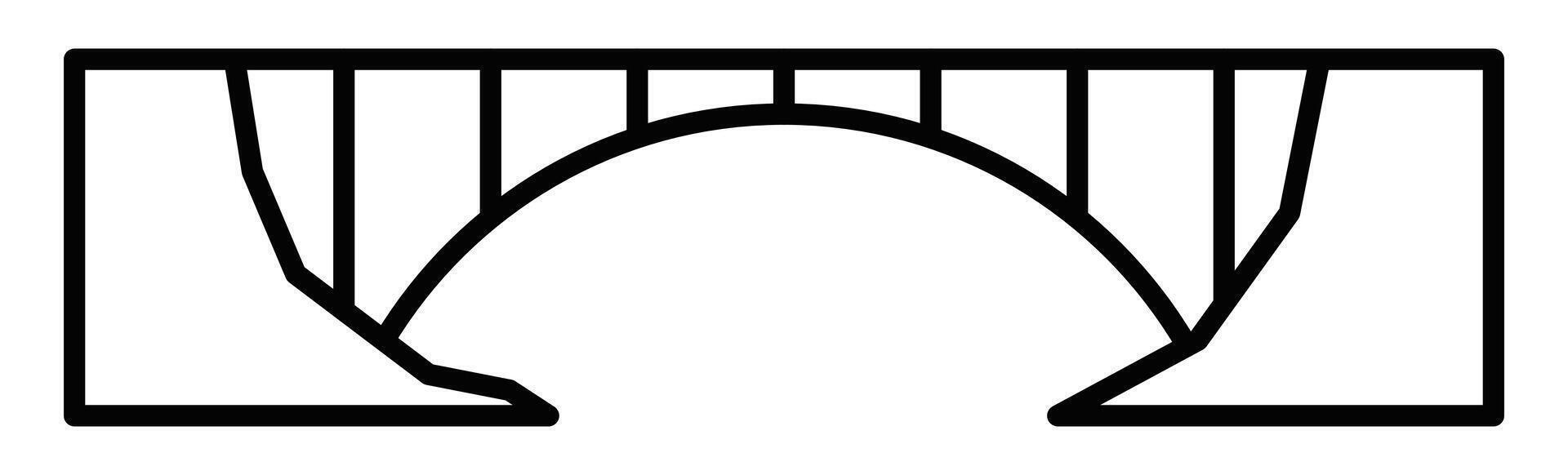 Arch bridge icon in outline design. Editable stroke. vector