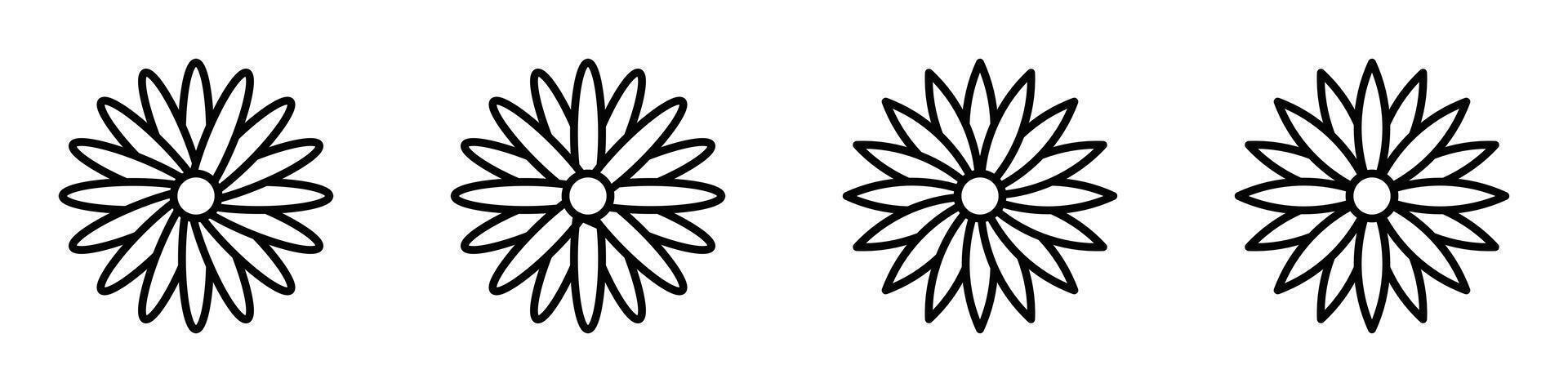 Flower pattern icon set in minimal style. Editable stroke. vector