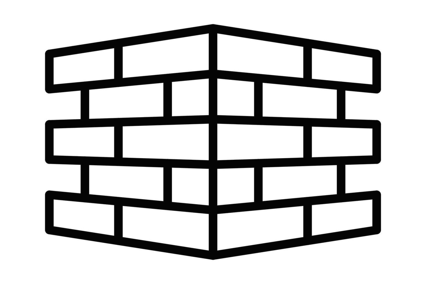 Brick wall icon in outline design. Editable stroke. vector