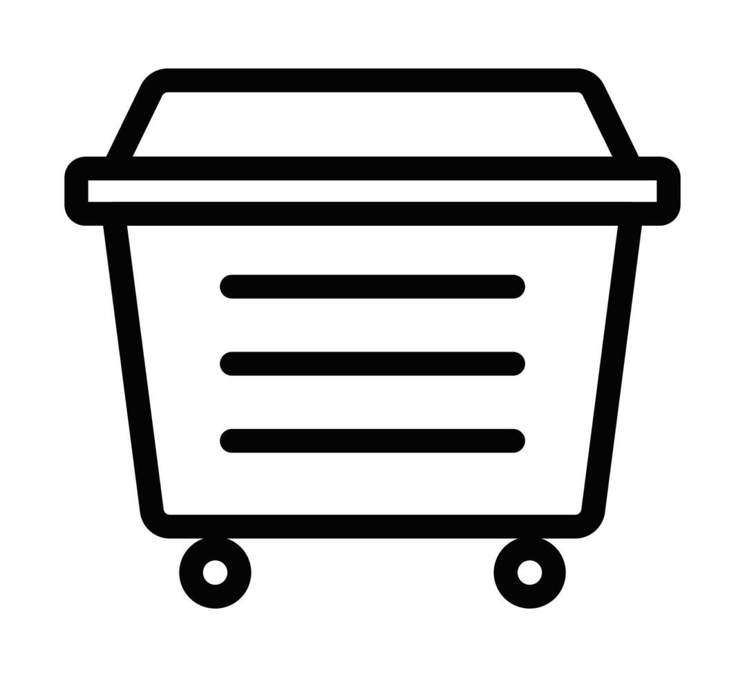 Dumpster icon in simple line style. Editable stroke. vector