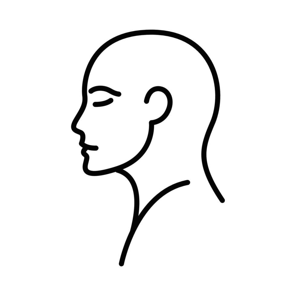 illustration of a side profile of a bald human face. Editable stroke. vector