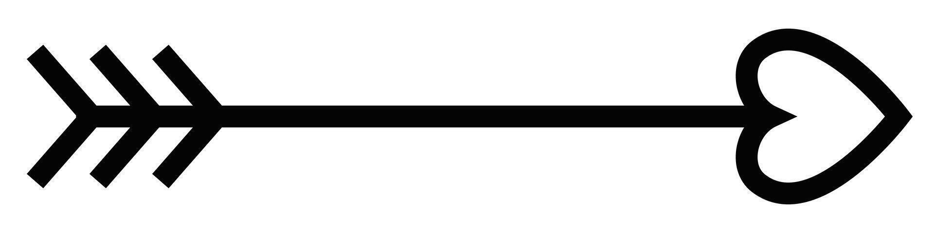 Cupid arrow with a heart-shaped tip. Editable stroke. vector