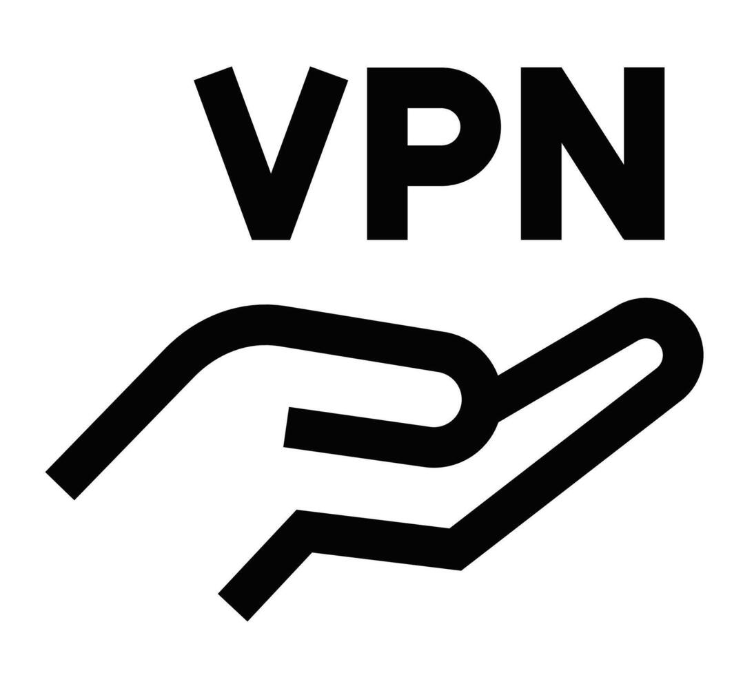 VPN icon with a hand offering security. Editable stroke. vector
