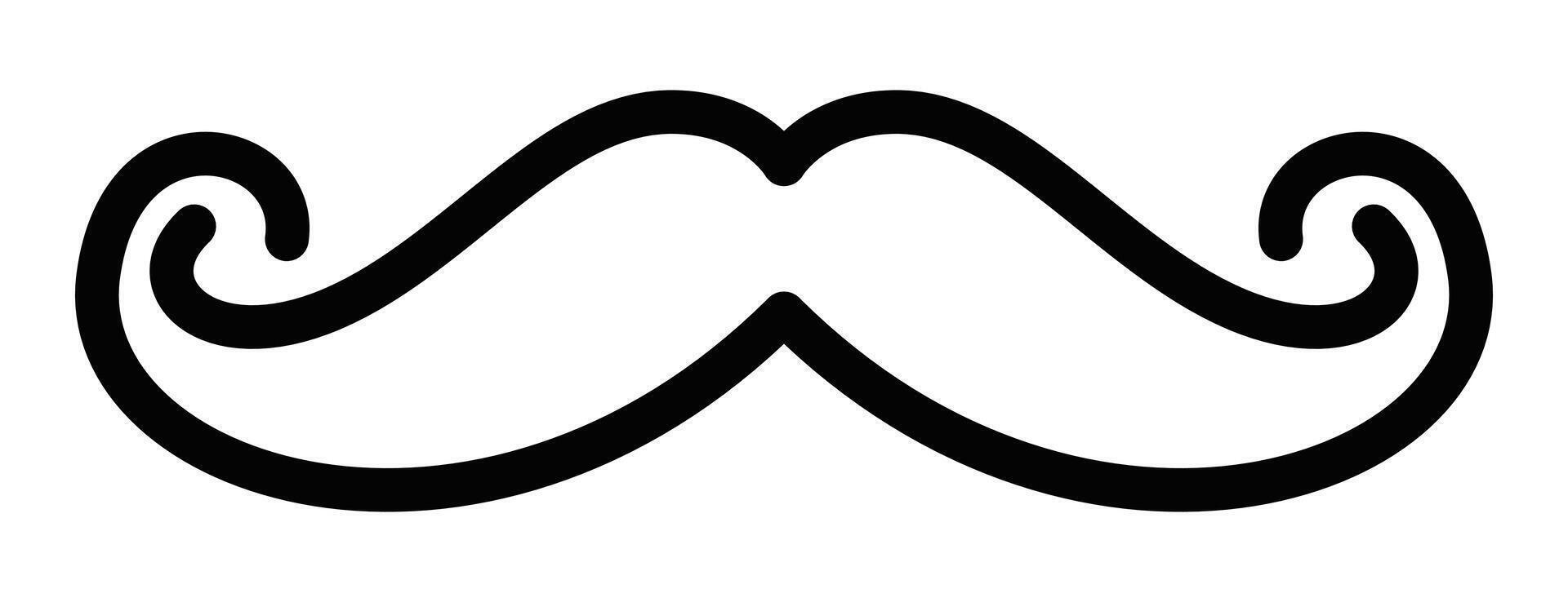 Minimalist mustache icon in clean outlined style. Editable stroke. vector