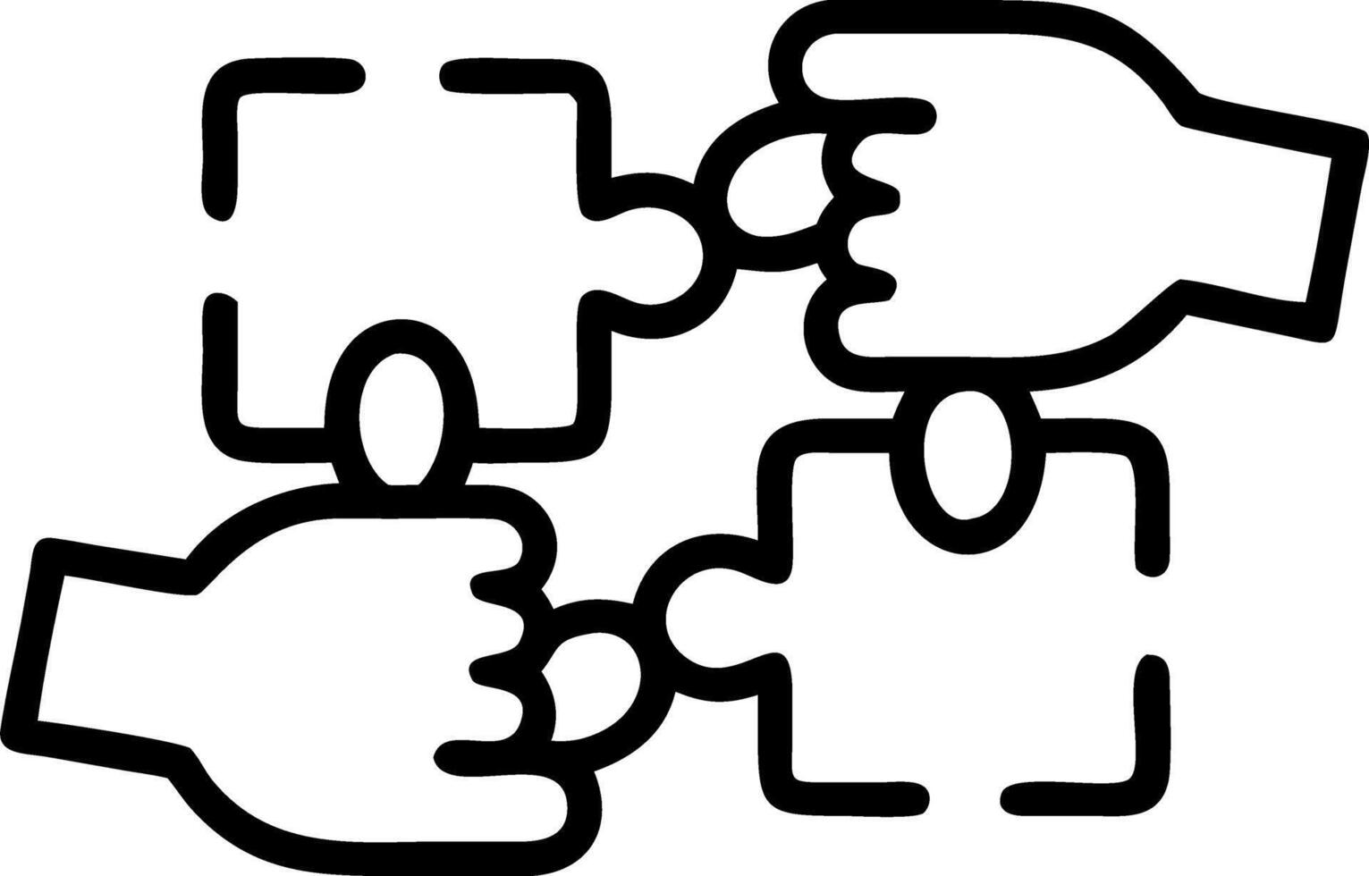 Bokeh digital art with team hands connecting puzzle pieces copy space above. Set 3 vector