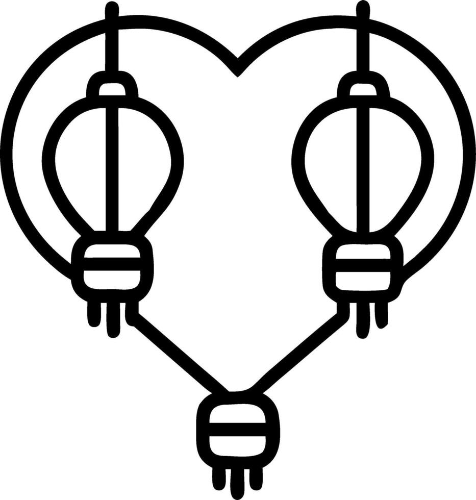 Bokeh digital art of traditional lanterns forming a heart shape with copy space above. vector