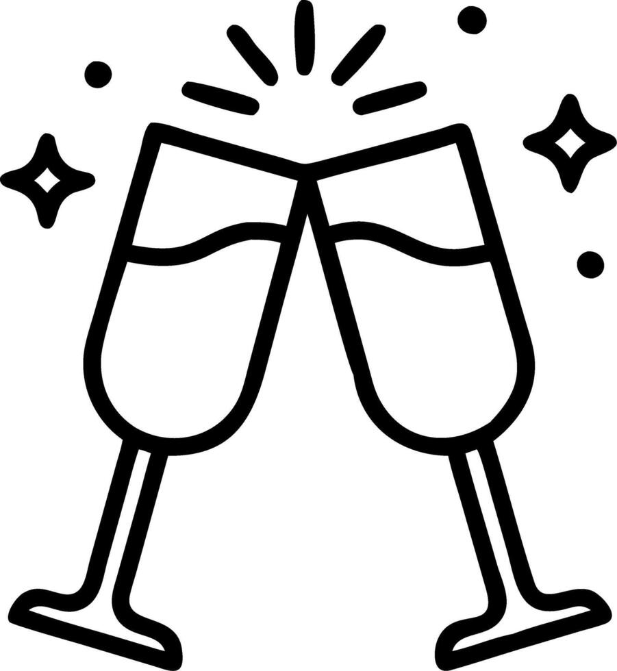 Bokeh digital art of sparkling wine glasses with light reflections copy space below. vector
