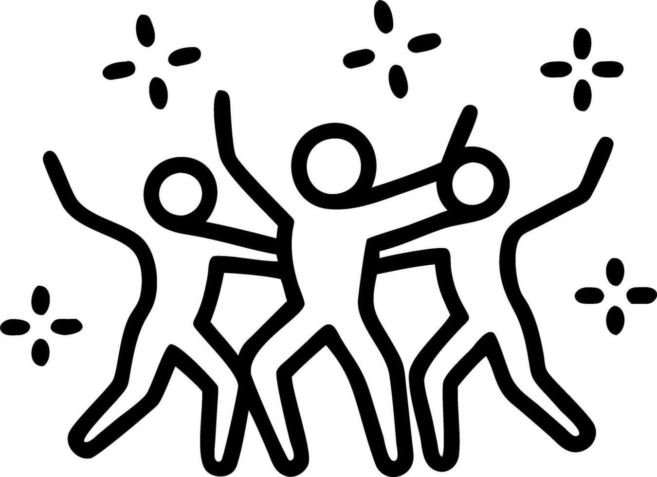 Bokeh digital art of silhouettes of people dancing with vibrant lights and copy space on the side. vector