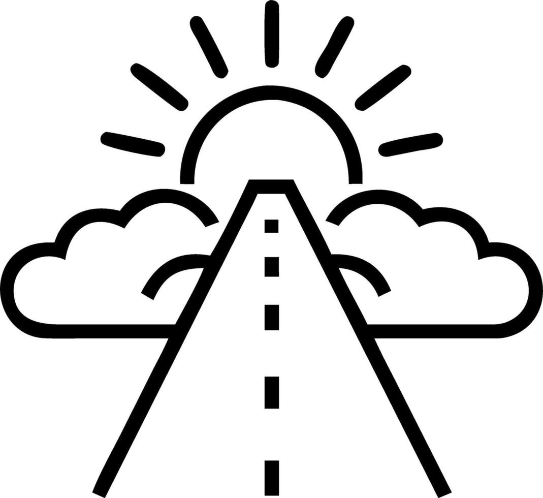 Bokeh digital art of a path of light leading to a shining city on clouds with copy space above. vector
