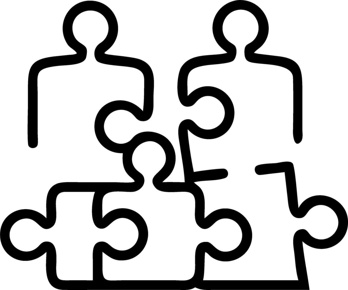 Bokeh background with team assembling puzzle pieces copy space above. Set 6 vector