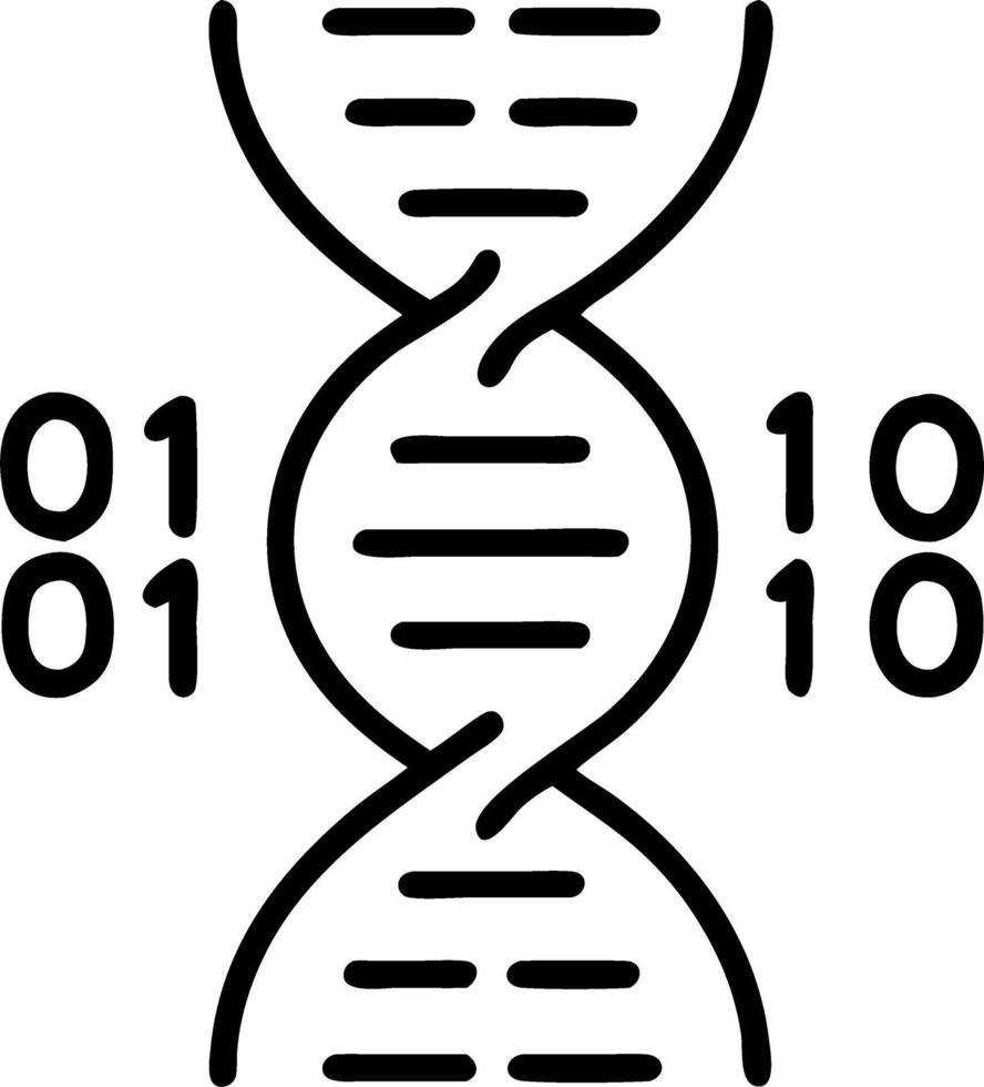 Bokeh digital art of DNA helix transforming into binary code and copy space vector