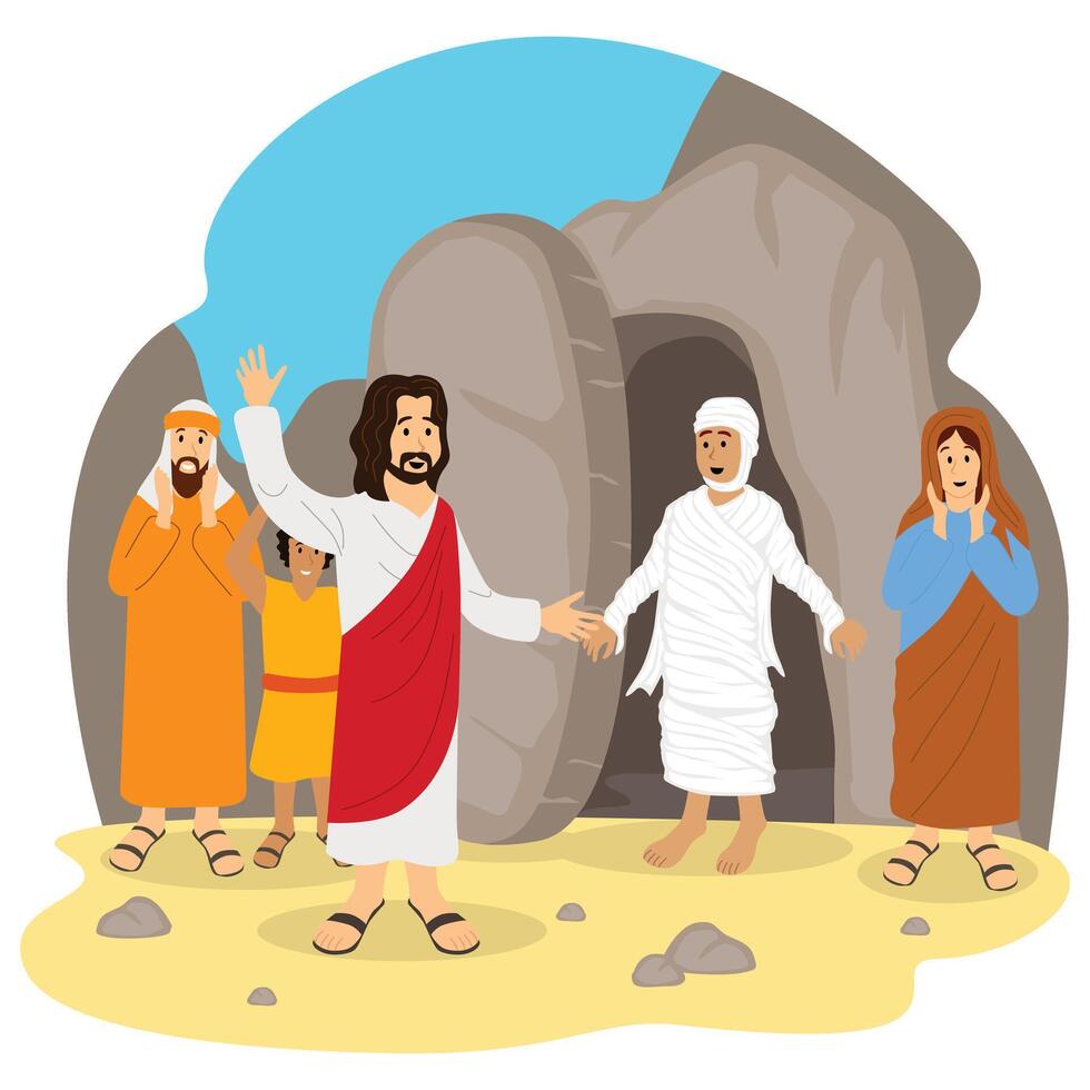 Jesus Christ raised Lazarus from the dead vector