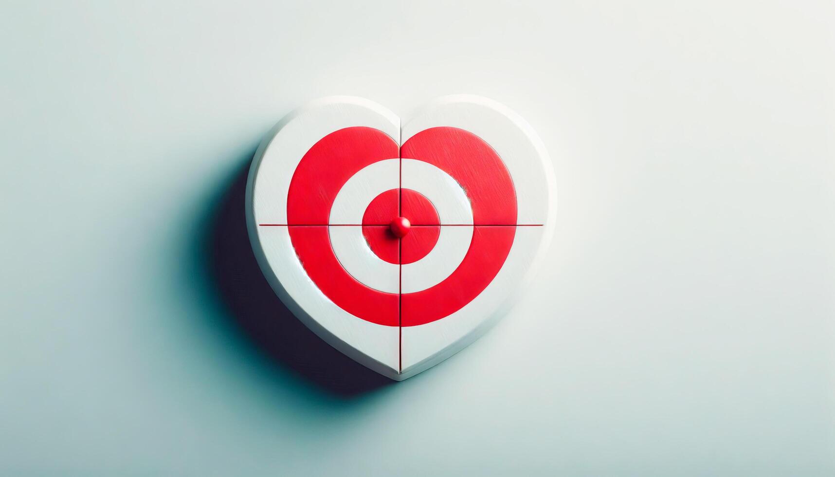 A heart with red target on it. Concept of love and affection, symbol of romantic relationship photo