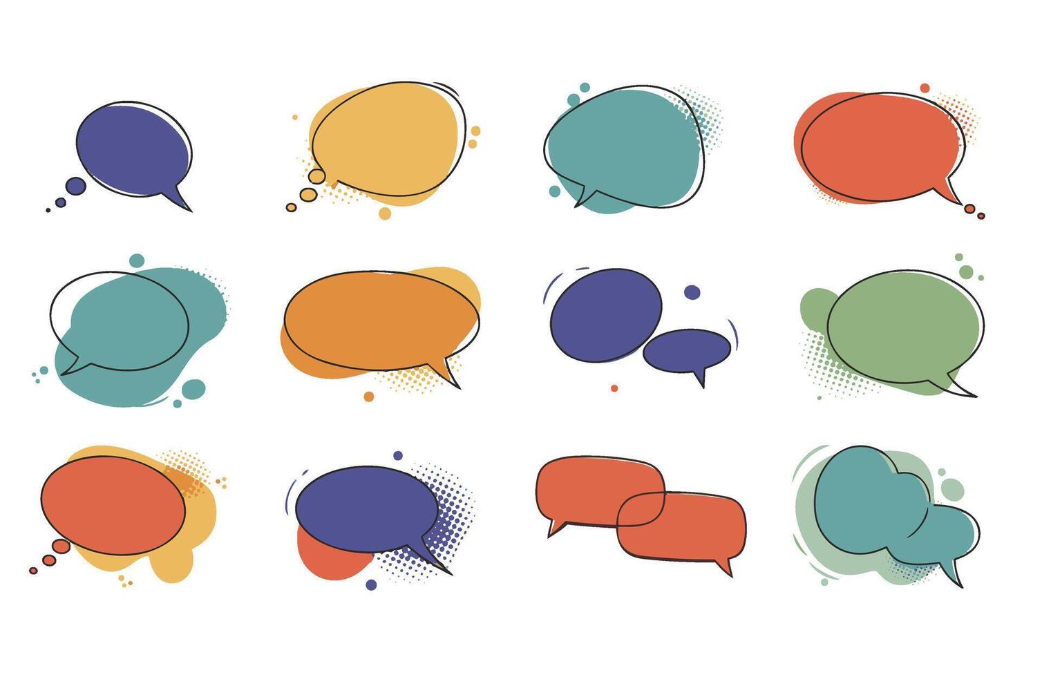 Monochrome Flat Dialogue Balloons for Artistic Messaging Needs vector