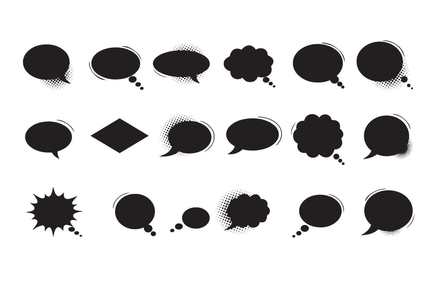 Monochrome Dialogue Shapes for Artistic Messaging Applications vector