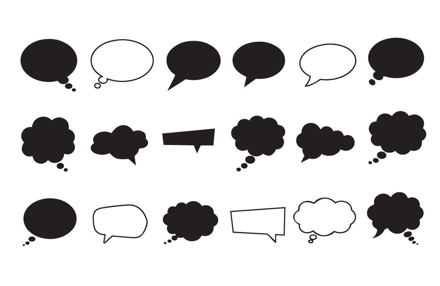 Monochrome Speech Balloons for Messaging and Design Applications vector