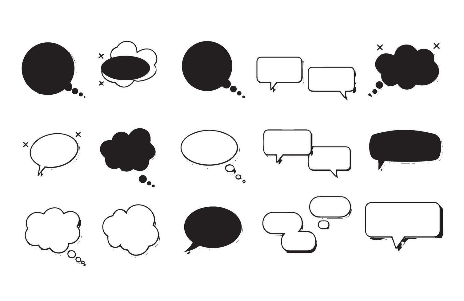 Monochrome Artistic Speech Shapes for Messaging and Design Use vector