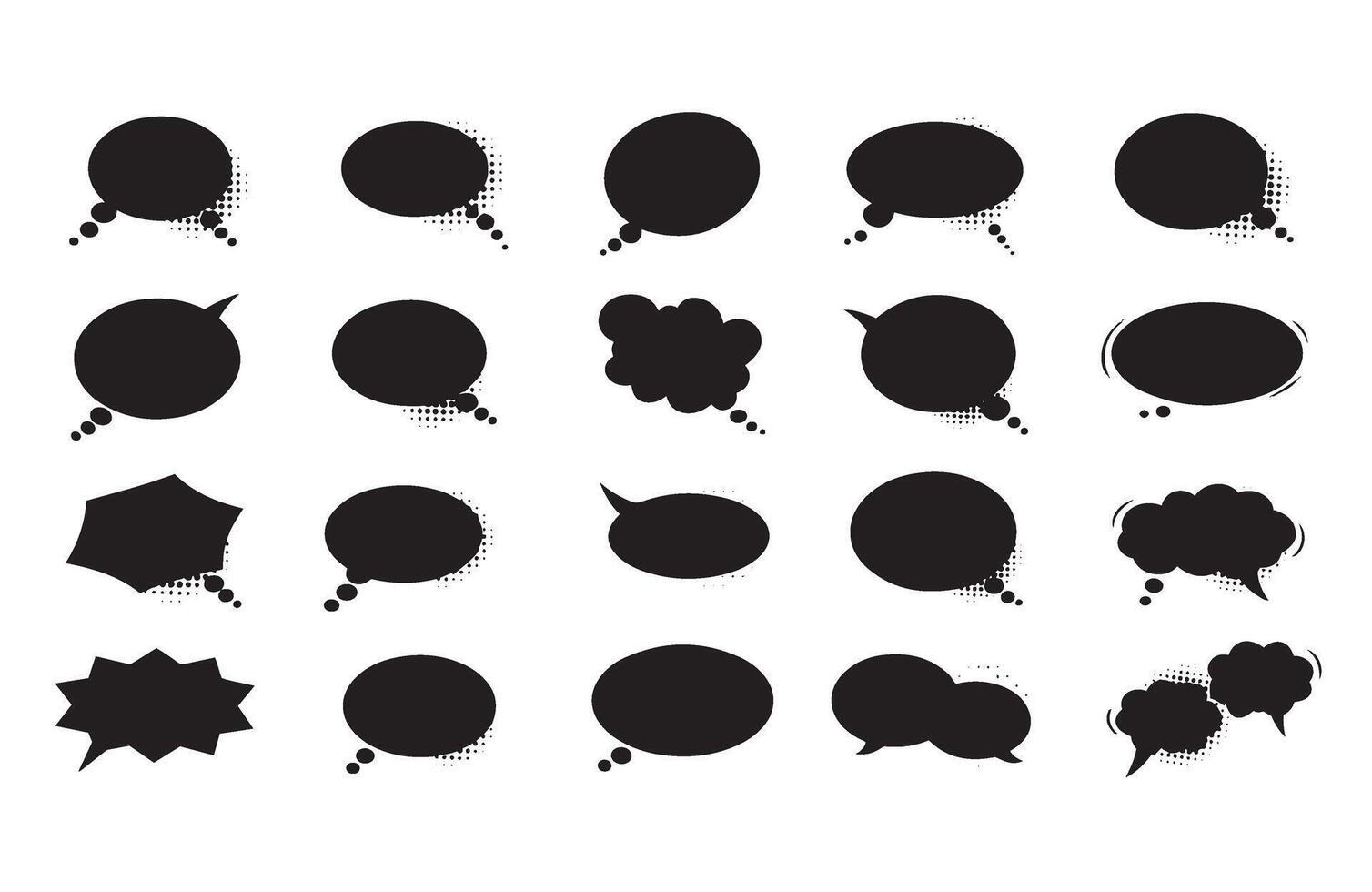 Black Silhouette Speech Shapes for Creative Communication Needs vector