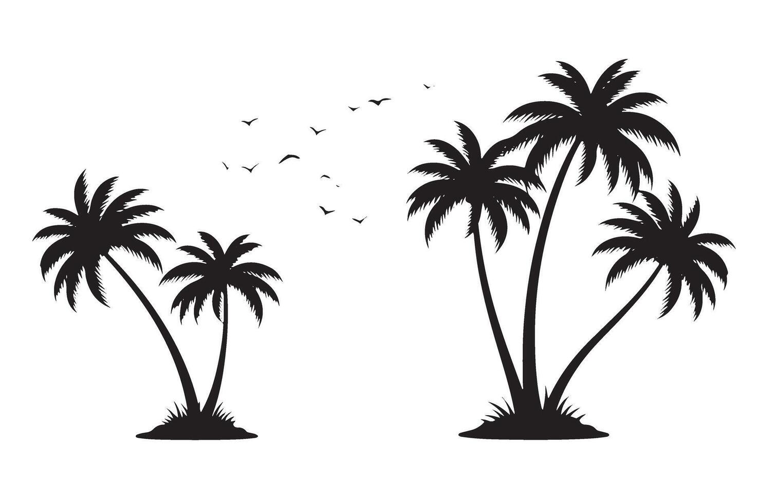 Golden Hour with Palm Trees on the Beach vector