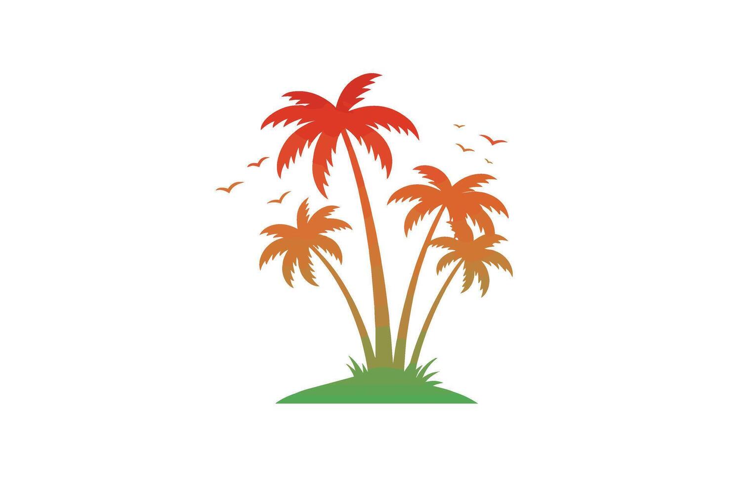 Tropical Beach with Green Palm Trees vector