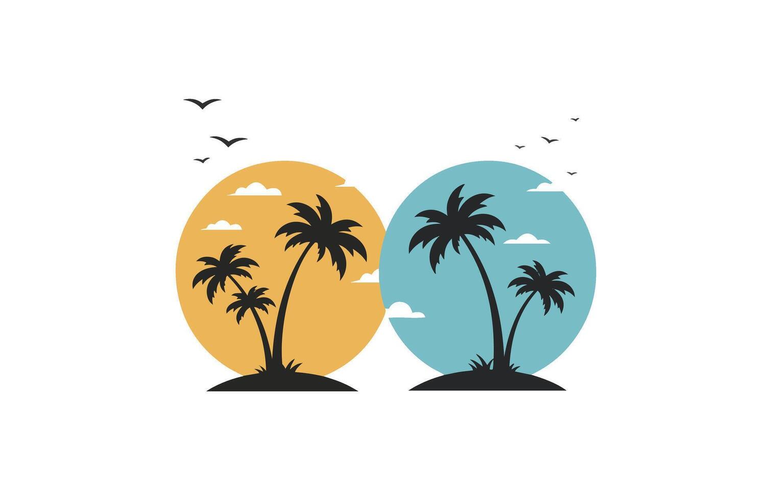 Exotic Island with Palm Trees and Clear Sky vector