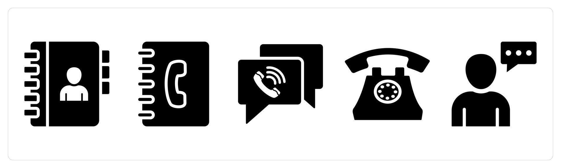 Set of 5 mix icons as contact book, business contacts, calling vector