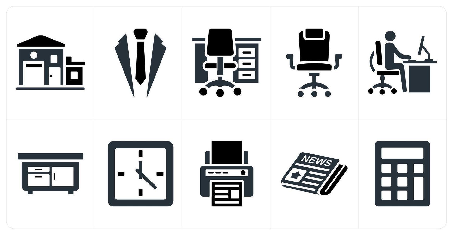 Set of 10 mix icons as office, business suite, office table vector